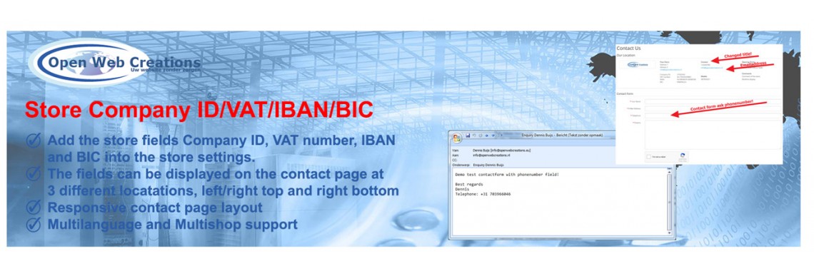Store Company ID/VAT/IBAN/BIC